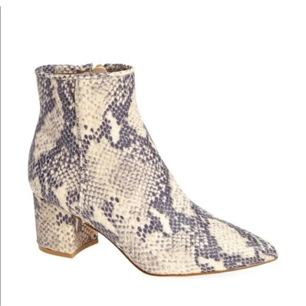 Steve Madden Brave Snakeskin Print Pointed-Toe Zip-Up Ankle Booties